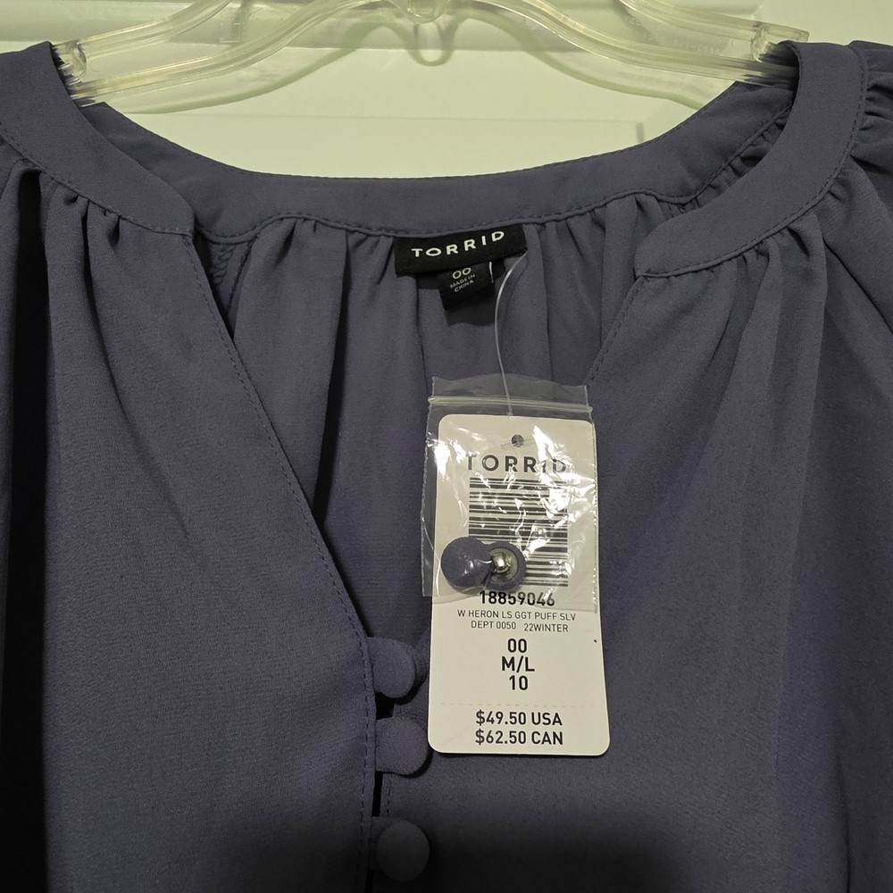 Torrid Purple Long Sleeve Blouse
